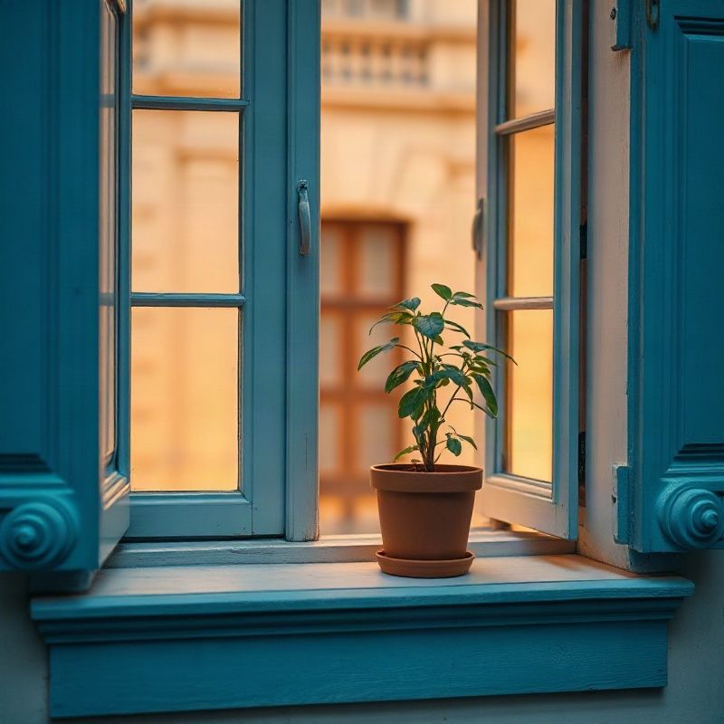 Planta serena en una ventana con luz natural suave