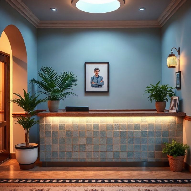 Recepción de Sparkclumen con detalles teal y plantas naturales